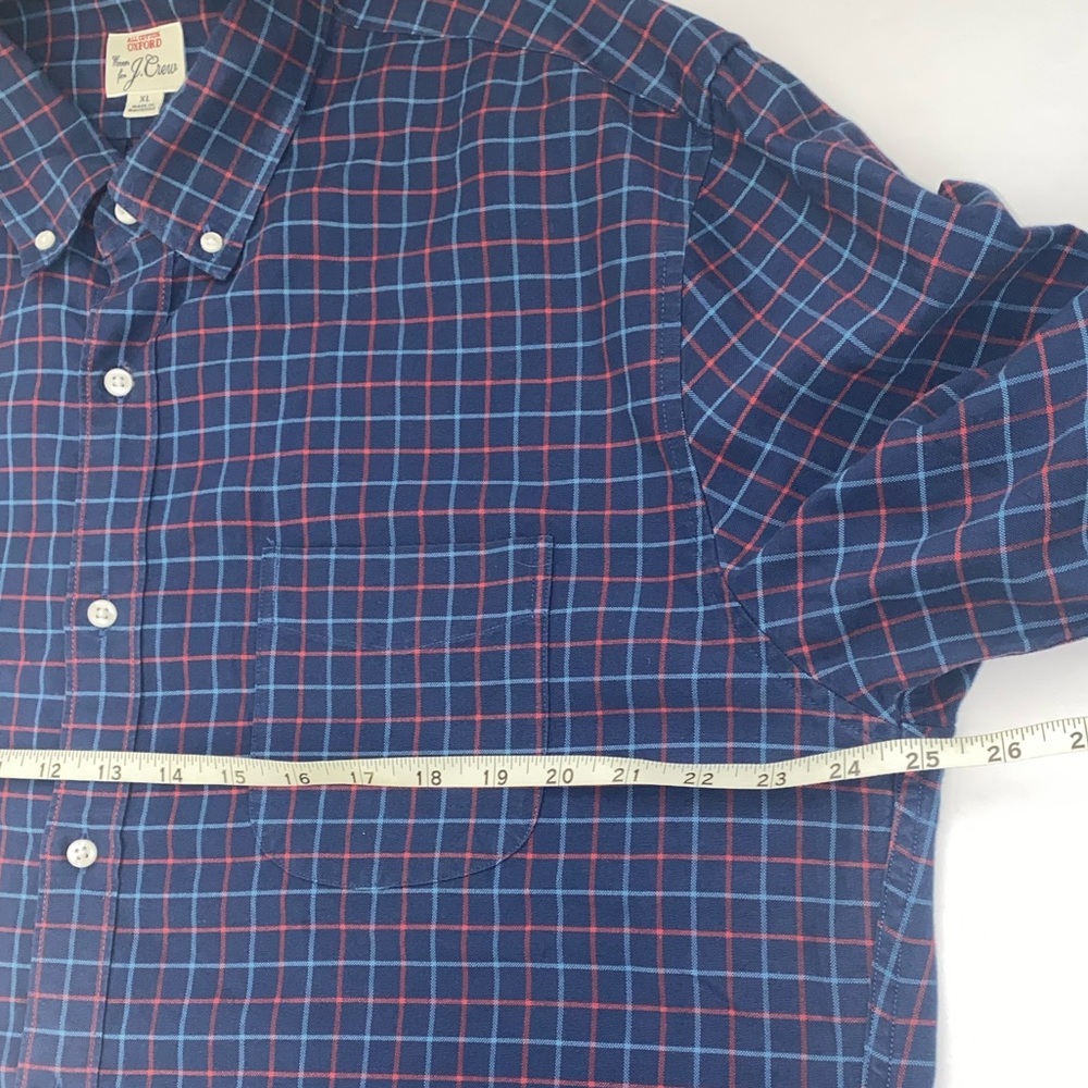 J. Crew Men's Oxford Red and Blue Plaid Shirt $128 - Picture 10 of 13